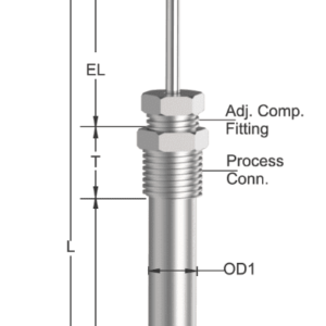 Tempsen R - 728 RTD with Tapered Thermowell & Adjustable Comp. Fitting