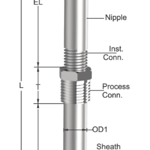 Tempsen T - 650 THERMOCOUPLE WITH NIPPLE & TAPER THERMOWELL