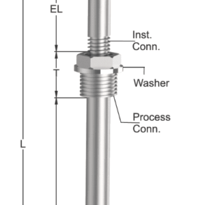 Tempsen T - 655 THERMOCOUPLE WITH NIPPLE & STRAIGHT THERMOWELL