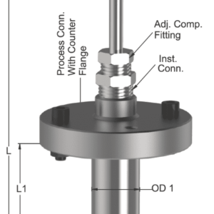 Tempsen T - 734 THERMOCOUPLE WITH THERMOWELL & FLANGE WITH PROTECTION TUBE